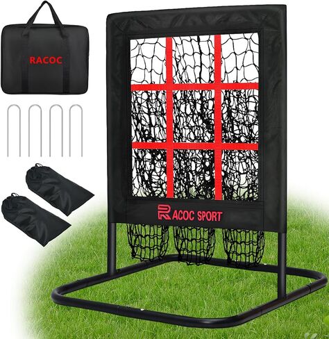 9 Hole Pitching Net with Strike Zone, Portable Quick Setup Baseball Nine Pocket Pitching Target - Adjustable Height, More Stable Base Design, Training Equipment for Pitchers of All Levels in Kuwait