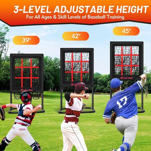 9 Hole Pitching Net with Strike Zone, Portable Quick Setup Baseball Nine Pocket Pitching Target - Adjustable Height, More Stable Base Design, Training Equipment for Pitchers of All Levels in Kuwait