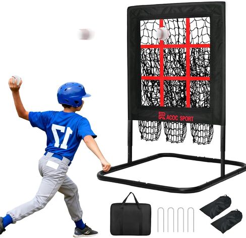 9 Hole Pitching Net with Strike Zone, Portable Quick Setup Baseball Nine Pocket Pitching Target - Adjustable Height, More Stable Base Design, Training Equipment for Pitchers of All Levels in Kuwait