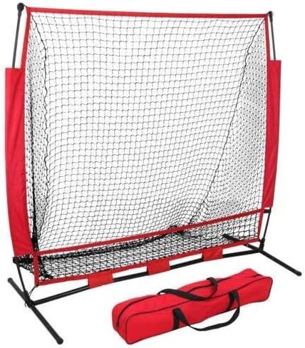 Nova Microdermabrasion 5x5ft Baseball & Softball Net with Bow Frame, Batting Tee - Portable Practice Net for Hitting and Pitching with Carry Bag and Backstop Screen - Great for All Skill Levels in Kuwait
