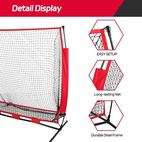 Nova Microdermabrasion 5x5ft Baseball & Softball Net with Bow Frame, Batting Tee - Portable Practice Net for Hitting and Pitching with Carry Bag and Backstop Screen - Great for All Skill Levels in Kuwait