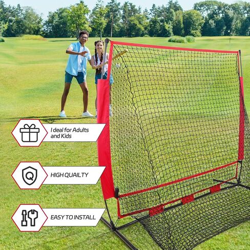 Nova Microdermabrasion 5x5ft Baseball & Softball Net with Bow Frame, Batting Tee - Portable Practice Net for Hitting and Pitching with Carry Bag and Backstop Screen - Great for All Skill Levels in Kuwait