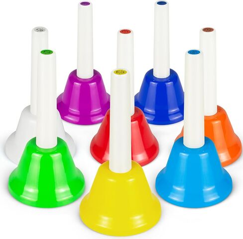 Hand Bells, 8 Notes Colorful Musical Instrument Set, Educational Hand Bell Set in Kuwait