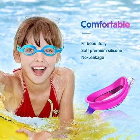 Kids Swim Goggles 2 Pack, Anti Fog No Leak Swimming Goggles for Boys Girls Ages 6-14, Wide View Swim Goggles Kids in Saudi Arabia