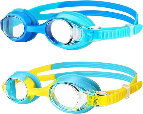 Kids Swim Goggles 2 Pack, Anti Fog No Leak Swimming Goggles for Boys Girls Ages 6-14, Wide View Swim Goggles Kids in Saudi Arabia