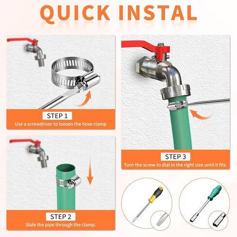 Hose Clamp Assortment Kit 130 PCS, 304 Stainless Steel Hose Clamps 1/4''–1-1/2'' Worm Gear Clamps Pipe Clamp for Auto, Radiator, Fuel Line, Duct,Tube in Kuwait
