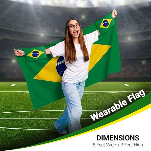 G128 World Soccer Tournament 2026 Cup Soccer Fan Set 6PCS, Brazil Fan Merch with Flag and Koozie, Accessories for Sports Parties in Kuwait