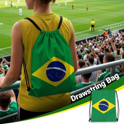 G128 World Soccer Tournament 2026 Cup Soccer Fan Set 6PCS, Brazil Fan Merch with Flag and Koozie, Accessories for Sports Parties in Kuwait