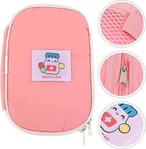 Portable Medicine Travel Bag Multiple Compartments for Easy Organization with Cartoon Design, Lightweight Nylon Material for Outdoor and Travel Use in Kuwait