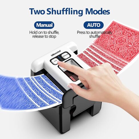 UBeesize Automatic Card Shuffler, Rechargeable 1-4 Deck Card Shuffler with Dual Modes, Portable Shuffling Machine for Poker, UNO, Blackjack & Card Games in Kuwait
