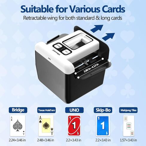 UBeesize Automatic Card Shuffler, Rechargeable 1-4 Deck Card Shuffler with Dual Modes, Portable Shuffling Machine for Poker, UNO, Blackjack & Card Games in Kuwait