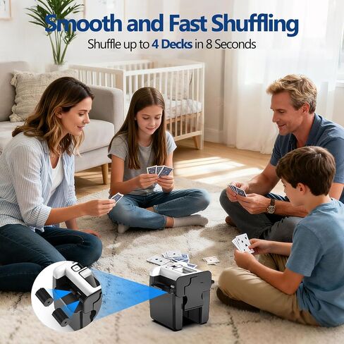 UBeesize Automatic Card Shuffler, Rechargeable 1-4 Deck Card Shuffler with Dual Modes, Portable Shuffling Machine for Poker, UNO, Blackjack & Card Games in Kuwait