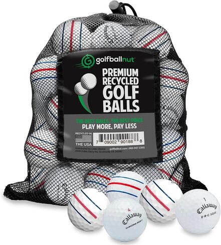 48 كرة جولف مستعملة - معاد تدويرها لمزيج Callaway Triple Track - حالة جيدة - تتضمن حقيبة شبكية - كرات جولف مستدامة وصديقة للميزانية - بيضاء in Kuwait