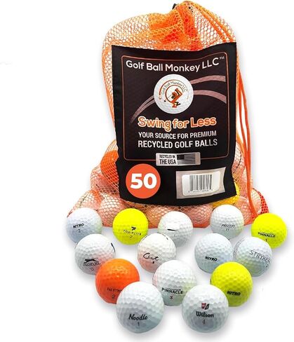 Golf Ball Monkey Store Line Assorted Used Golf Balls Bulk Cheap Mix with Mesh Bag – Value Line Series Bulk Golf Balls Recycled Mixed Brands Golf Balls Used in Kuwait