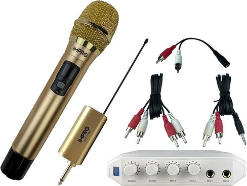 ImPro Kickstart Bundle UHF-77 Wireless Microphone & MX-R88i Compact Mixer (Gold) in Kuwait