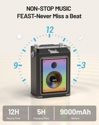 Metfut Professional Karaoke Machine for adults with Bluetooth 5.3, 2 Wireless Mics, Portable Wooden Speaker PA System with Bass/Treble Adjustment for Backyard, Home Parties and Camping-Blue in Saudi Arabia