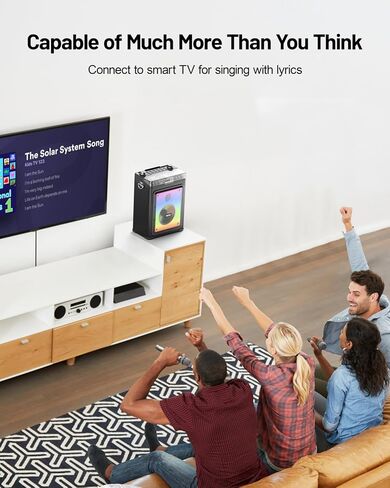 Metfut Professional Karaoke Machine for adults with Bluetooth 5.3, 2 Wireless Mics, Portable Wooden Speaker PA System with Bass/Treble Adjustment for Backyard, Home Parties and Camping-Blue in Saudi Arabia