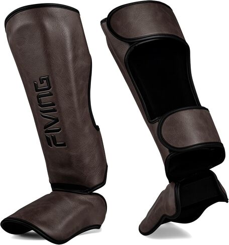 Muay Thai Shin Guards for Men Women, Premium Microfiber Leather Kickboxing Shin Pads, Retro Style Leg Protectors for MMA, Boxing, Sparring, Martial Arts, Training & Fighting in Kuwait