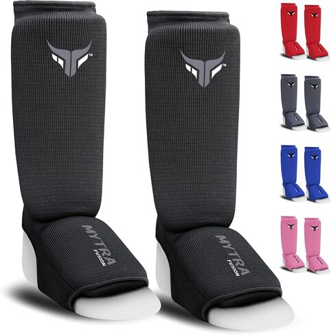 Mytra Fusion Kids Kickboxing Shin Guards Elasticated Shin Instep Protector Shin Guards MMA, Training, Sparring, Muay Thai shin Guards in Kuwait