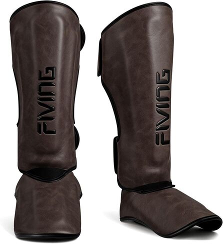 Muay Thai Shin Guards for Men Women, Premium Microfiber Leather Kickboxing Shin Pads, Retro Style Leg Protectors for MMA, Boxing, Sparring, Martial Arts, Training & Fighting in Kuwait