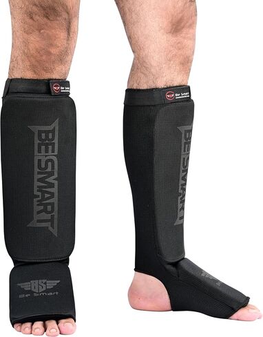 Be Smart MMA Shin Guards for Kickboxing, Muay Thai & Martial Arts – Padded Instep Protection, Lightweight Cotton Elastic Shin Pads – Adult & Youth Training Gear in Kuwait