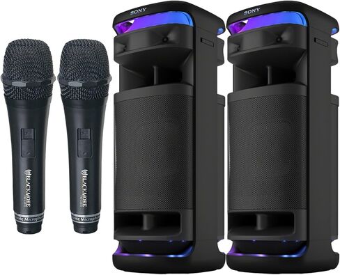 Sony SRSULT1000 ULT Tower 10 Party Speaker (Black, 2-Pack) Bundle with Pro Audio BMP-4 Wired Unidirectional Dynamic Microphone (Black, 2-Pack) (4 Items) in Kuwait