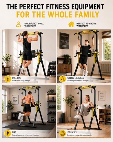 Foldable Pull Up Bar Free Standing, Upgraded Free Standing Pull Up Bar Station, Multi-function Power Tower Dip Bar, Assistance Bands Home Gym Strength Training Equipment in Kuwait