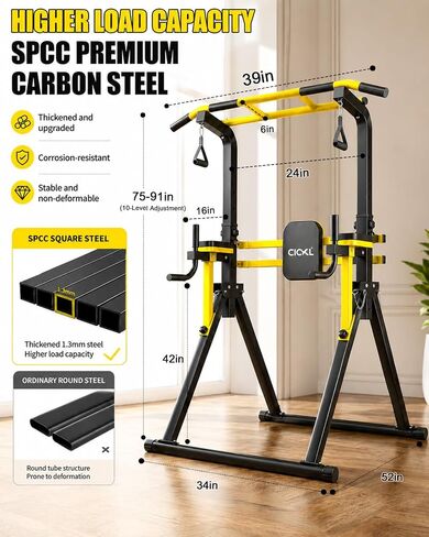 Foldable Pull Up Bar Free Standing, Upgraded Free Standing Pull Up Bar Station, Multi-function Power Tower Dip Bar, Assistance Bands Home Gym Strength Training Equipment in Kuwait