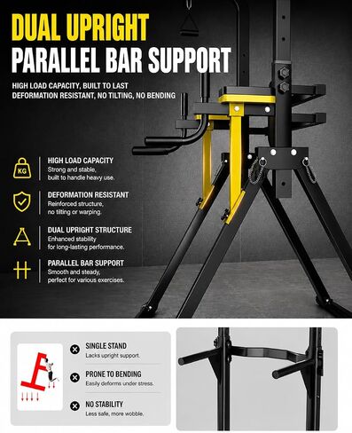 Foldable Pull Up Bar Free Standing, Upgraded Free Standing Pull Up Bar Station, Multi-function Power Tower Dip Bar, Assistance Bands Home Gym Strength Training Equipment in Kuwait