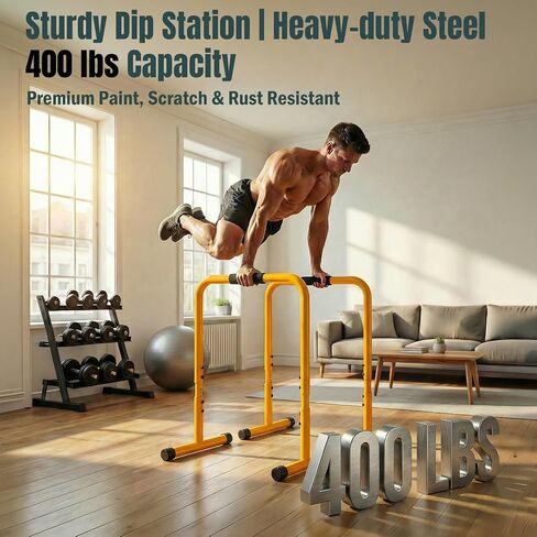 OLIXIS Dip Bar, Adjustable Heavy Duty Dip Station with Soft Foam Handles | Stabilizer Parallel Parallette Bar Fitness Equipment for Home, Gym, Patio, Office in Kuwait