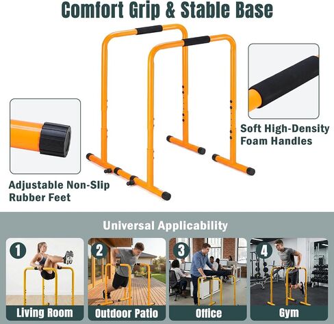 OLIXIS Dip Bar, Adjustable Heavy Duty Dip Station with Soft Foam Handles | Stabilizer Parallel Parallette Bar Fitness Equipment for Home, Gym, Patio, Office in Kuwait