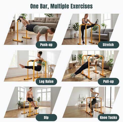 OLIXIS Dip Bar, Adjustable Heavy Duty Dip Station with Soft Foam Handles | Stabilizer Parallel Parallette Bar Fitness Equipment for Home, Gym, Patio, Office in Kuwait