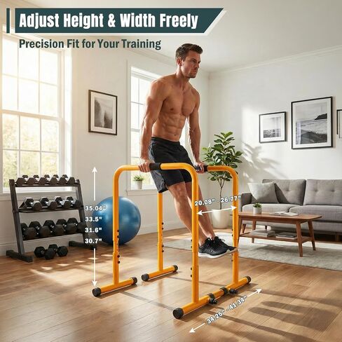 OLIXIS Dip Bar, Adjustable Heavy Duty Dip Station with Soft Foam Handles | Stabilizer Parallel Parallette Bar Fitness Equipment for Home, Gym, Patio, Office in Kuwait