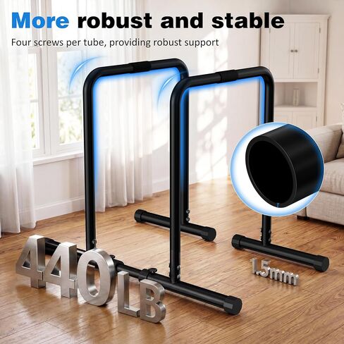 ALTLER Adjustable Dip Bar Station – Heavy-Duty Strength Training Dip Stands with 4-Position Height Adjustment, Wide Base Stability & Multi-Grip Bars for Push-Ups, Dips, L-Sits, and Bodyweight Fitness in Kuwait