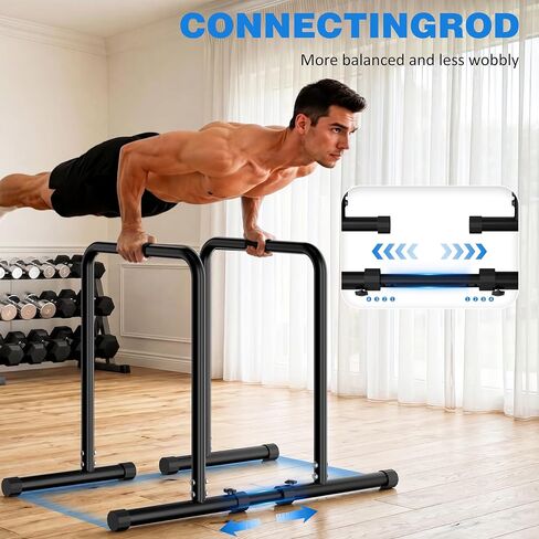 ALTLER Adjustable Dip Bar Station – Heavy-Duty Strength Training Dip Stands with 4-Position Height Adjustment, Wide Base Stability & Multi-Grip Bars for Push-Ups, Dips, L-Sits, and Bodyweight Fitness in Kuwait