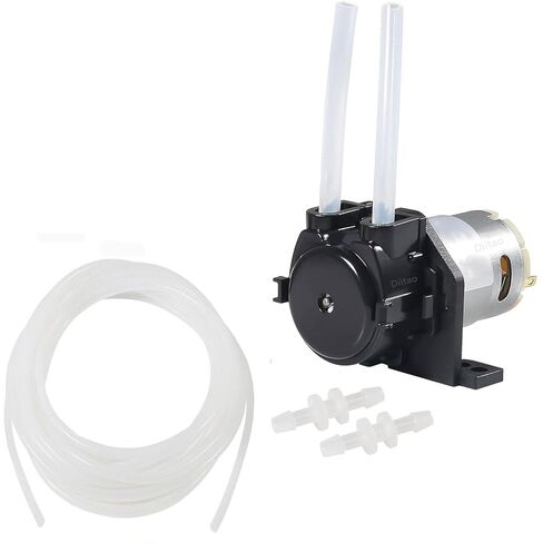 12V DC Dosing Pump Peristaltic Dosing Head Low Flow Peristaltic Pump Black with Connector and 3M 3mmx5mm Tube,Straight Board in Kuwait