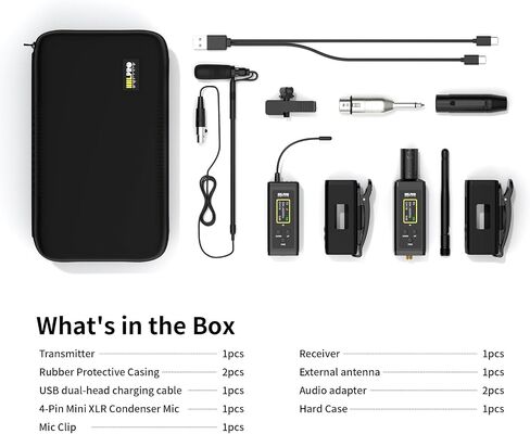 Saxophone Wireless Microphone System for Clarinet, Brass Instrument | UHF, 260FT Range, 360° Rotatable Clip-on Mic, XLR Adapter, Low Latency Transmitter & Receiver, F40S in Kuwait