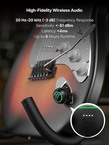 SWIFF Audio WT09 Wireless Guitar System - 2.4GHz Guitar Transmitter Receiver with Smart Auto Pairing During 6 Channels, <4ms Latency, 100ft Range, High-Impedance Engine, RGB Indicator & Case in Kuwait