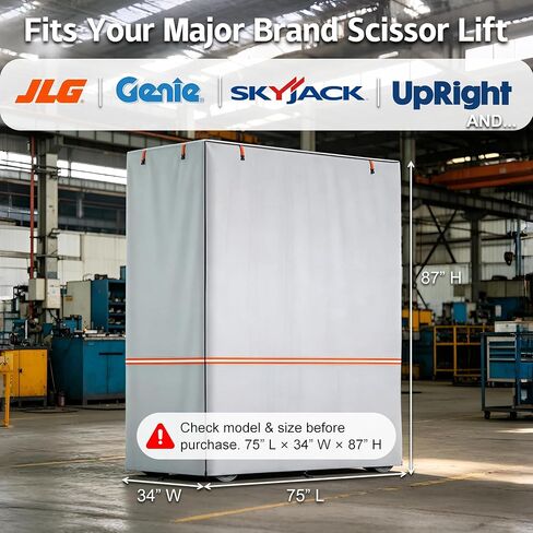 غطاء رفع المقص، يناسب JLG، وGenie، وUpright، وSkyjack، وغيرها من العلامات التجارية. مصنوع من قماش أكسفورد 600D عالي التحمل ومقاوم للماء، ويمكن استخدامه بدون تفكيك. (75 طولًا × 34 عرضًا × 87 ارتفاعًا) in Kuwait