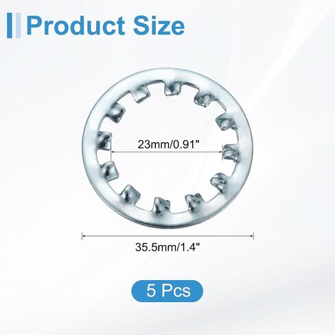 uxcell 5Pcs 7/8 Internal Tooth Lock Washer, Zinc-Plated Carbon Steel Multi-Tooth Star Washer Locking Fastener, Silver Tone in Kuwait