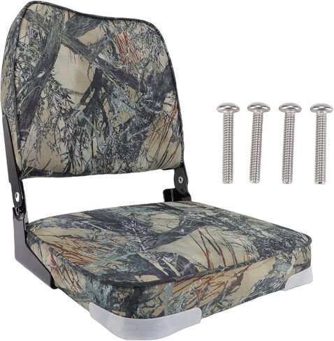 Luocute Folding Boat Seat, Low Back Padded Marine Grade Ethenyl Boat Chair with Aluminum Alloy Hinge and Tie Down Straps, for Canoe Pontoon Fishing in Saudi Arabia