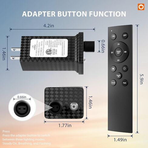 addlon Replacement Adapter and Remote Control for String Ligts 12W Black, Only Compatible with Our String Lights in Kuwait