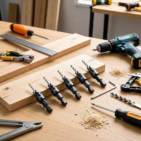 Set of 6 Countersink Drill Bits for Woodworking Hand Tools in Kuwait