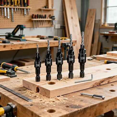 Set of 6 Countersink Drill Bits for Woodworking Hand Tools in Kuwait