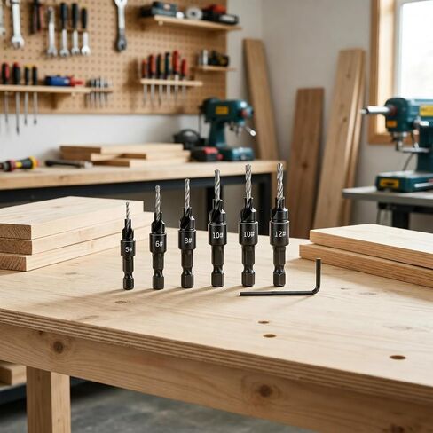 Set of 6 Countersink Drill Bits for Woodworking Hand Tools in Kuwait