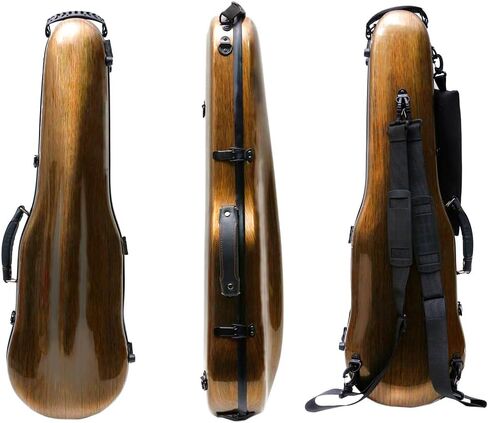 Vetimobato Dazzling Hard Shell Violin Case 4/4 Full Size Strong Light Flight Carbon Fiber Violin Box with Straps Travel Violin Case (Bronze) in Kuwait