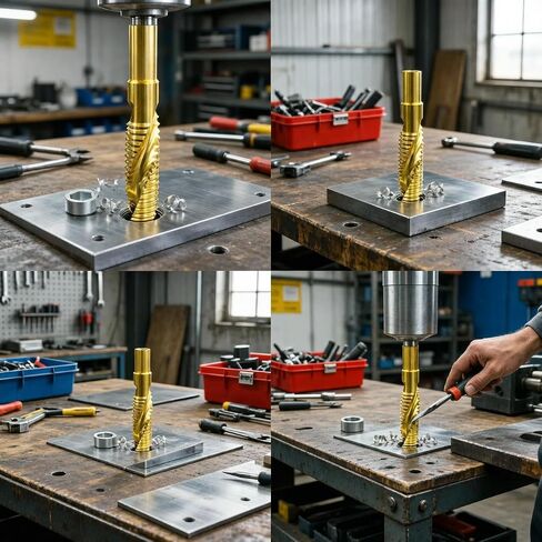 6PCS Hex Shank Combination Drill and Tap Set, Spiral Thread Taper Composite Drilling Screw Tapping Tool Set Kit in Kuwait