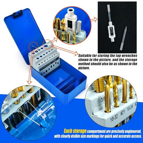 Tap and Drill Index/Case, Tap Drill Bit Index Box, Empty Metal Case for #6-32 - 1/2"-13 UNC (9 Sizes) in Kuwait