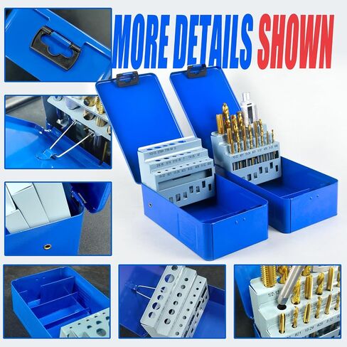 Tap and Drill Index/Case, Tap Drill Bit Index Box, Empty Metal Case for #6-32 - 1/2"-13 UNC (9 Sizes) in Kuwait