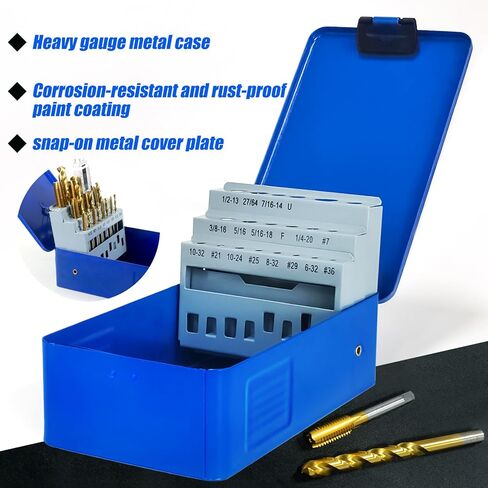 Tap and Drill Index/Case, Tap Drill Bit Index Box, Empty Metal Case for #6-32 - 1/2"-13 UNC (9 Sizes) in Kuwait